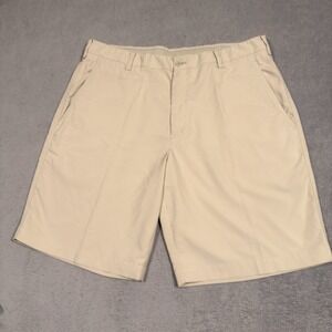 Nike Golf Shorts Mens 36 Beige Dri Fit 10" Inseam Waist Grip Stretch Performance